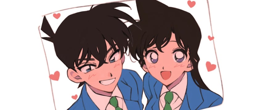 mouri ran and kudou shin'ichi (meitantei conan) drawn by ba_ko