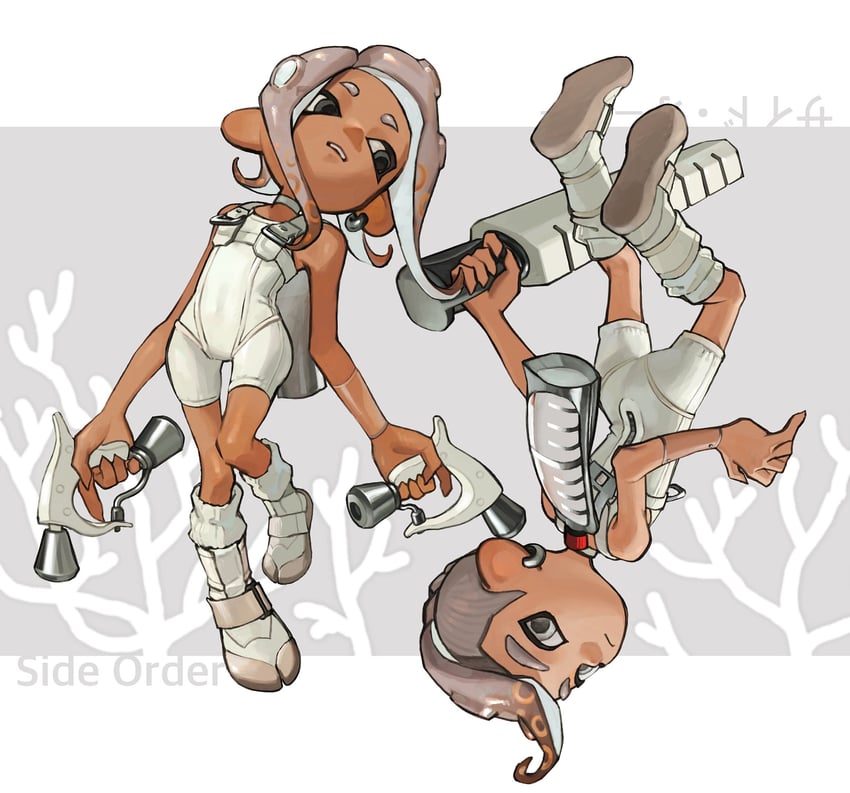 octoling player character, octoling girl, octoling boy, and agent 8 (splatoon and 2 more) drawn by miko_(15476997)