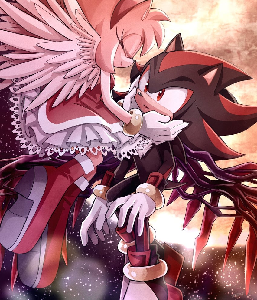shadow the hedgehog and amy rose (sonic and 2 more) drawn by scruffyart