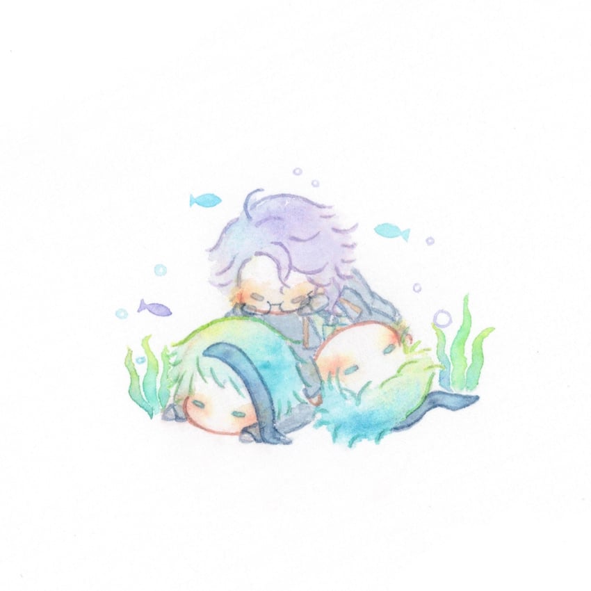 floyd leech, jade leech, and azul ashengrotto (twisted wonderland) drawn by kirakira_huuuki