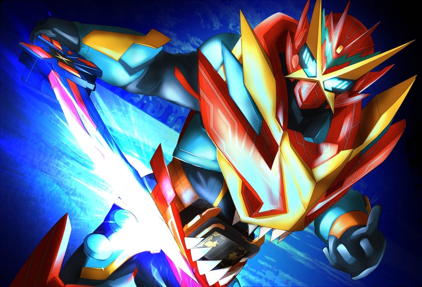 kamen rider gotchard and kamen rider gotchard cross x-rex (kamen rider and 1 more) drawn by miyabi_(037)