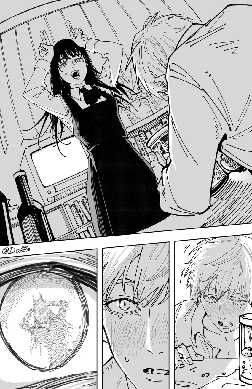 power, denji, and mitaka asa (chainsaw man) drawn by dollllls2