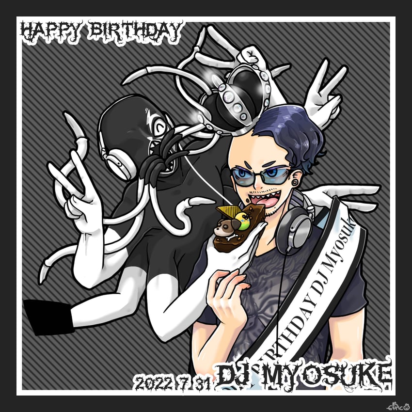 joe fight and dj myosuke (hardcore tano c) drawn by erikku