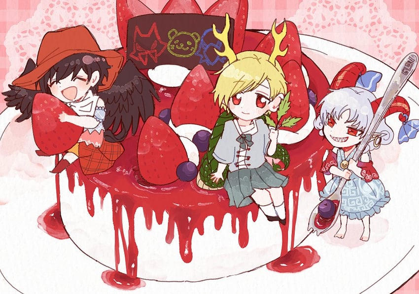 kicchou yachie, kurokoma saki, and toutetsu yuuma (touhou) drawn by itomugi-kun