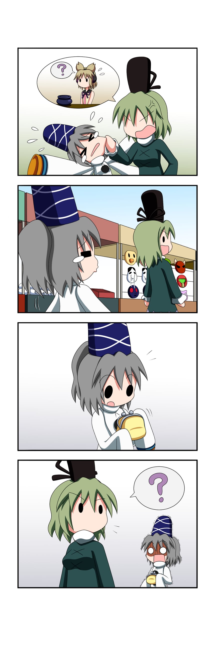 toyosatomimi no miko, mononobe no futo, and soga no tojiko (touhou) drawn by rakugaki-biyori