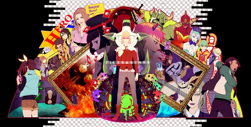 barnaby brooks jr., kaburagi t. kotetsu, ivan karelin, huang pao-lin, karina lyle, and 25 more (tiger & bunny) drawn by wings_(tsubasawings)