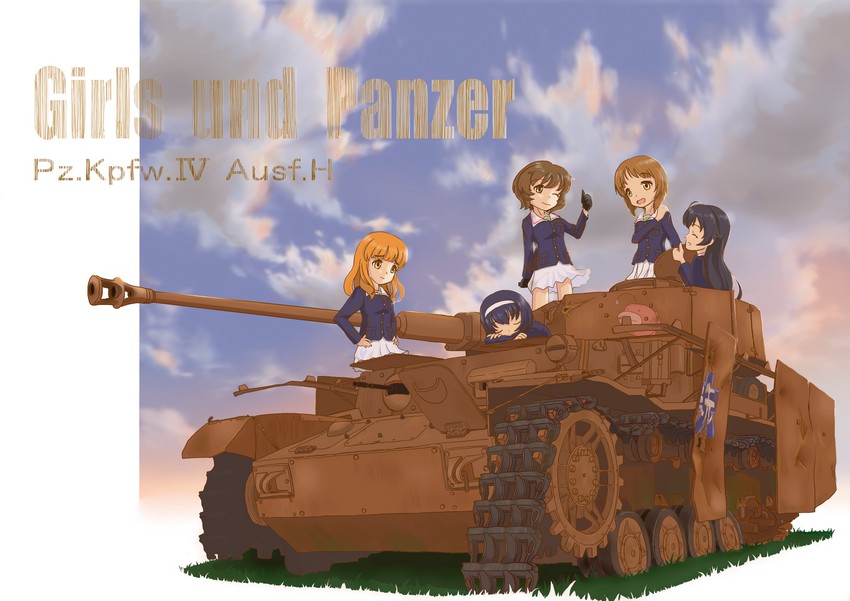 nishizumi miho, akiyama yukari, takebe saori, reizei mako, and isuzu hana (girls und panzer) drawn by chibi_kuro