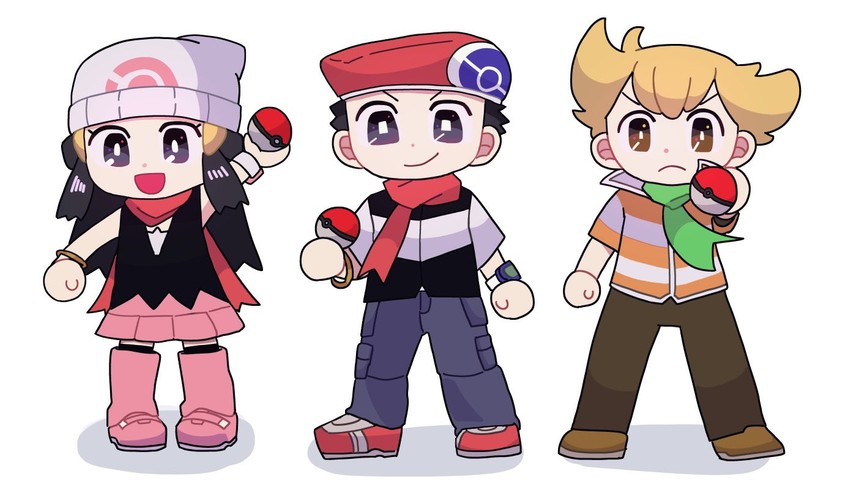 dawn, lucas, and barry (pokemon and 1 more) drawn by riybzbz