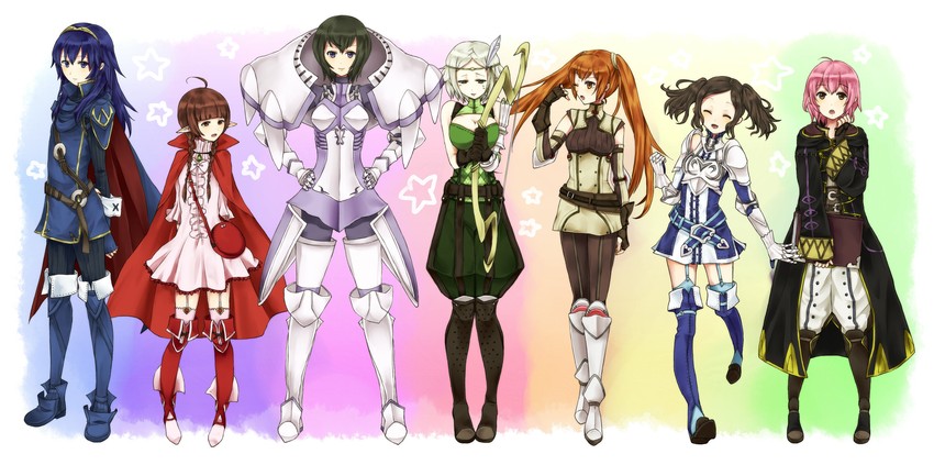 lucina, female morgan, severa, nah, noire, and 2 more (fire emblem and 1 more) drawn by migime1