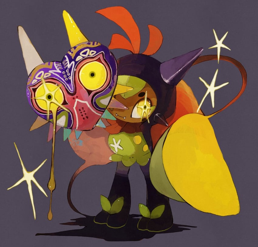 ogerpon and majora (pokemon and 3 more) drawn by li04r
