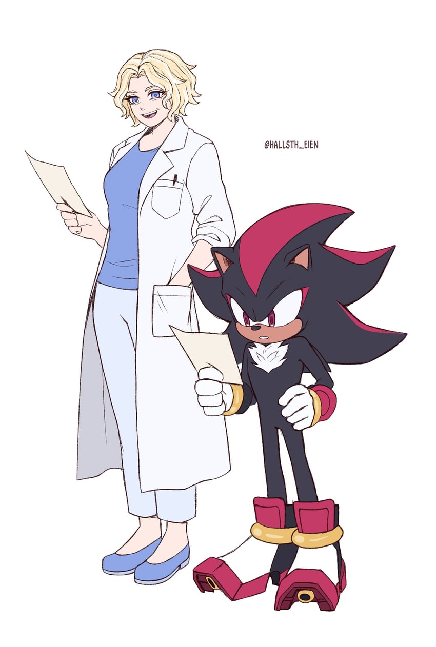 shadow the hedgehog and maria robotnik (sonic) drawn by hallsth-eien
