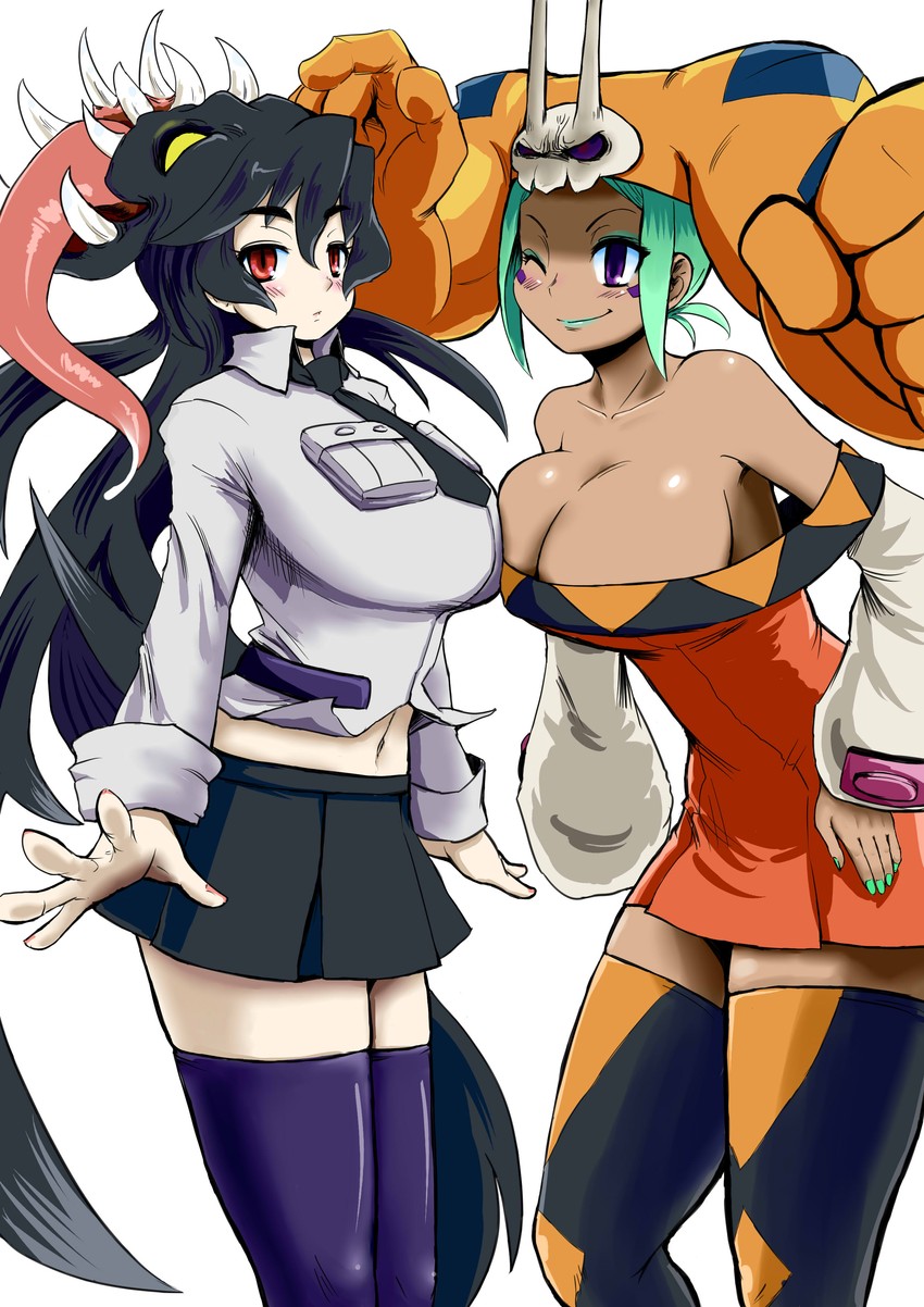filia, samson, cerebella, and vice-versa (skullgirls) drawn by ryounosuke