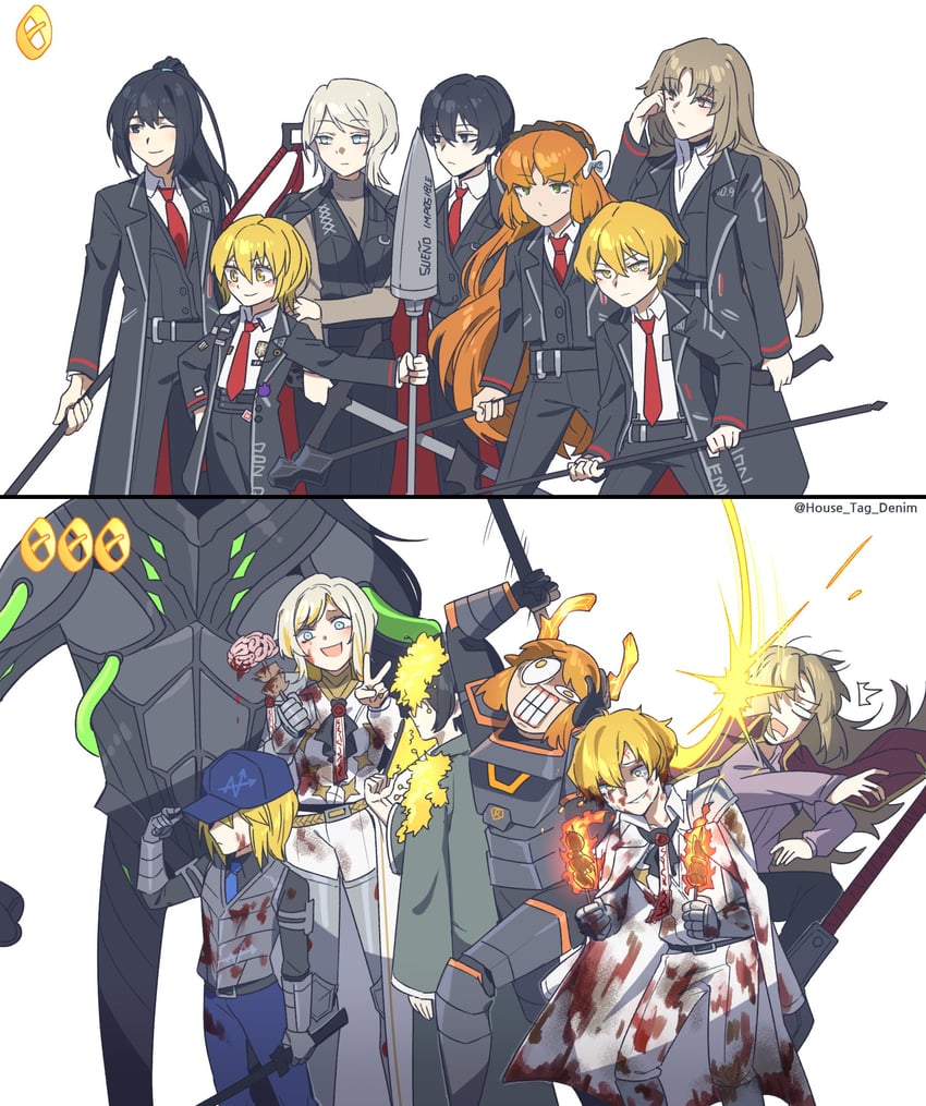 ishmael, don quixote, faust, sinclair, yi sang, and 2 more (project moon and 1 more) drawn by house_tag_denim
