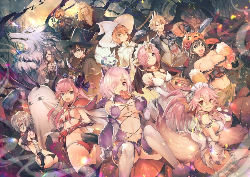 mash kyrielight, fujimaru ritsuka, tamamo, jack the ripper, nitocris, and 12 more (fate and 1 more) drawn by teddypocky