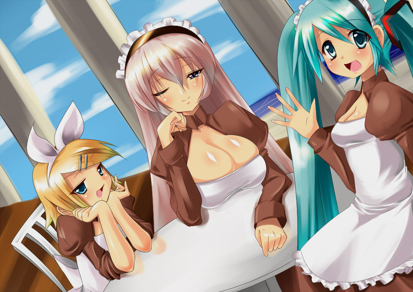 hatsune miku, kagamine rin, and megurine luka (vocaloid) drawn by zion
