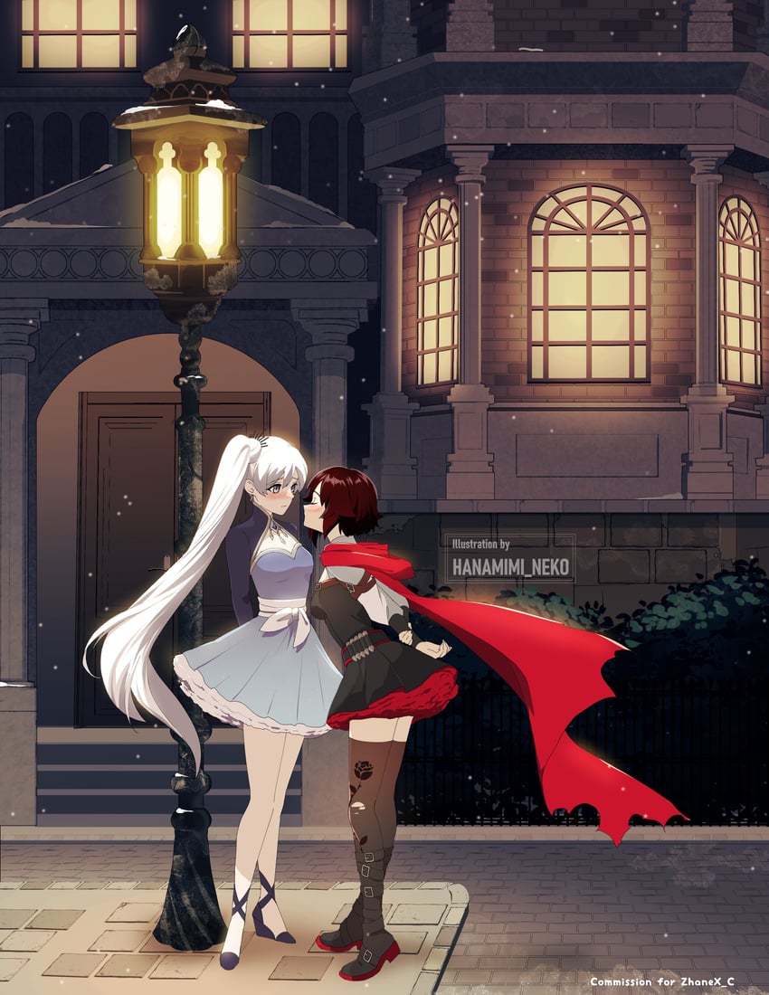 ruby rose and weiss schnee (rwby) drawn by naomi_gumbs_(hanamimi)