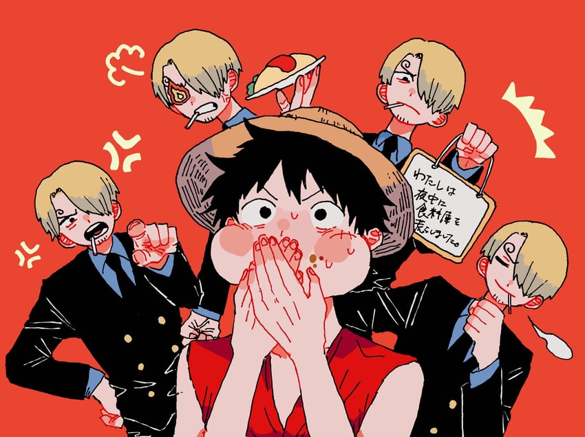 monkey d. luffy and sanji (one piece) drawn by maeda_(crast_1)