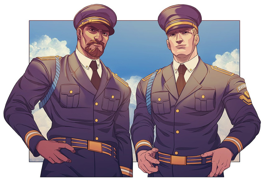 soldier: 76 and reaper (overwatch and 1 more) drawn by nez