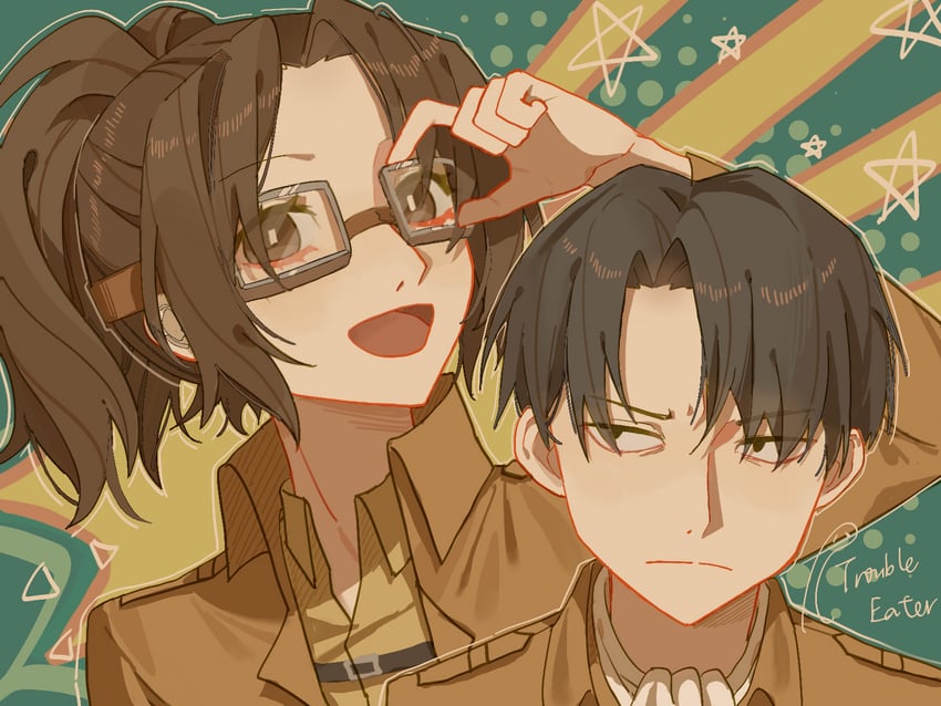 levi and hange zoe (shingeki no kyojin) drawn by trouble_eater
