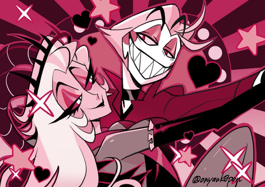 lucifer morningstar and lilith (hazbin hotel) drawn by kin_(58n58n58n)