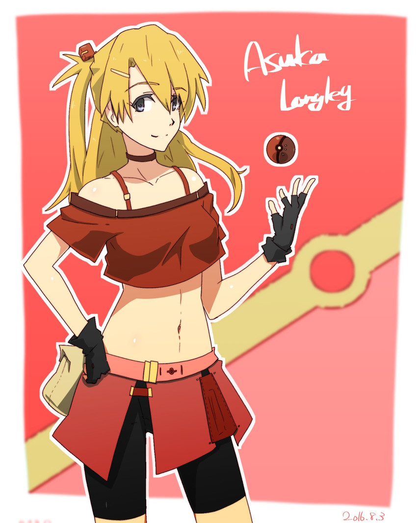 souryuu asuka langley (pokemon and 1 more) drawn by konbari_tariumu