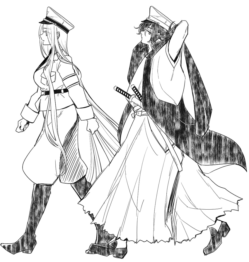 medusa, okada izou, and major reiter (fate and 1 more) drawn by souta_(souta3a)