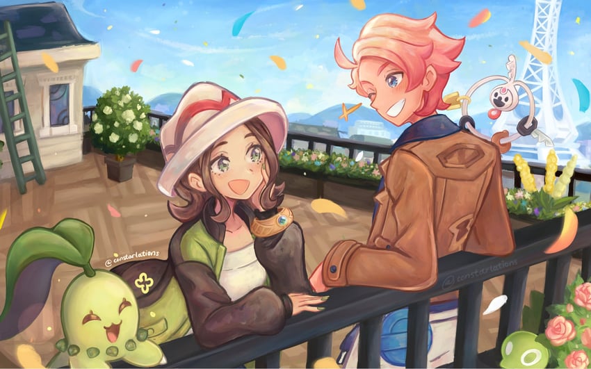 chikorita, zygarde, klefki, harmony, urbain, and 1 more (pokemon and 1 more) drawn by constarlations