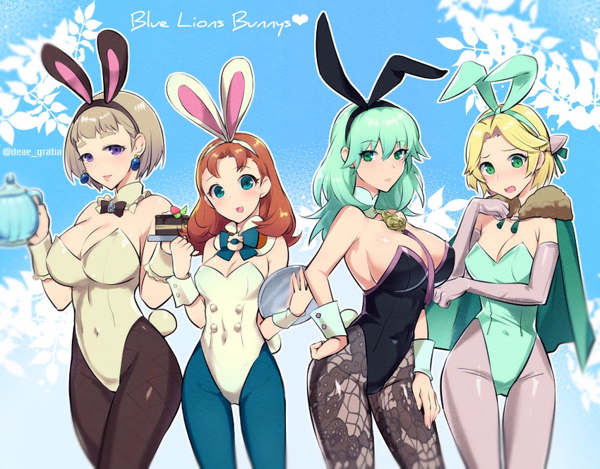 ingrid brandl galatea, female byleth, mercedes von martritz, and annette fantine dominic (fire emblem and 1 more) drawn by yomusugara_(uzo-muzo)