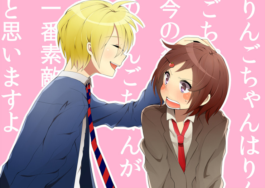 ringo-chan and president (danshi koukousei no nichijou) drawn by momokasa
