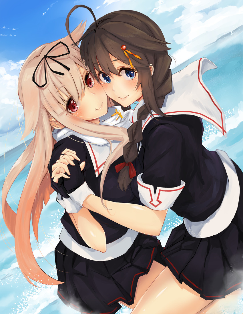 shigure, yuudachi, shigure kai ni, and yuudachi kai ni (kantai collection) drawn by wasavi_8