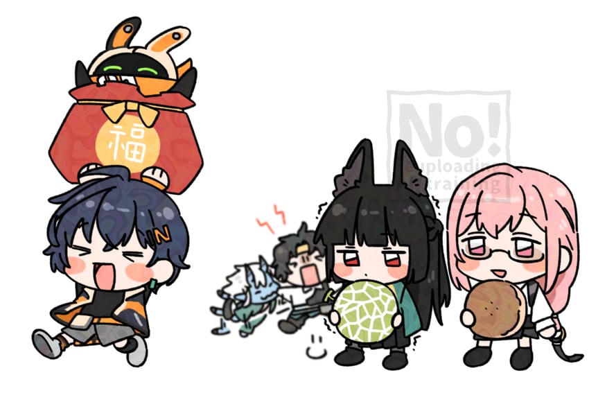 hoshimi miyabi, belle, tsukishiro yanagi, eous, soukaku, and 1 more (zenless zone zero) drawn by bbim_jae