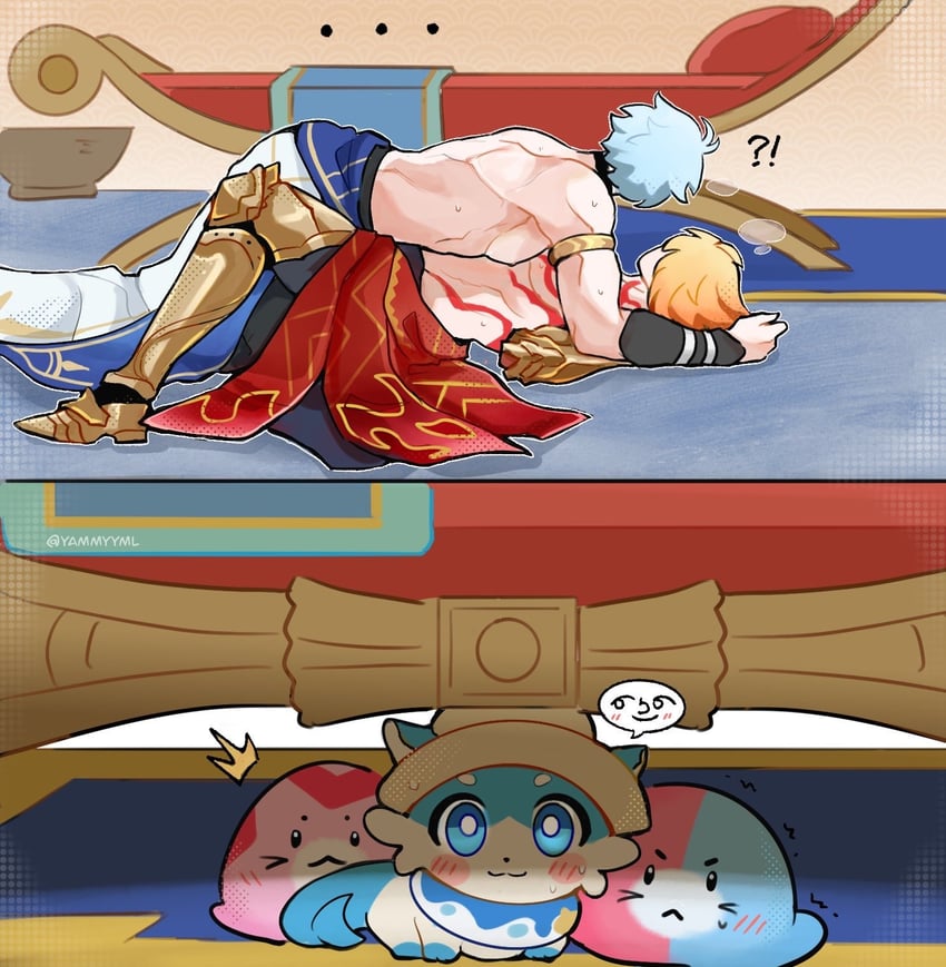 phainon, mydei, and bubbles (honkai and 1 more) drawn by yammyyml