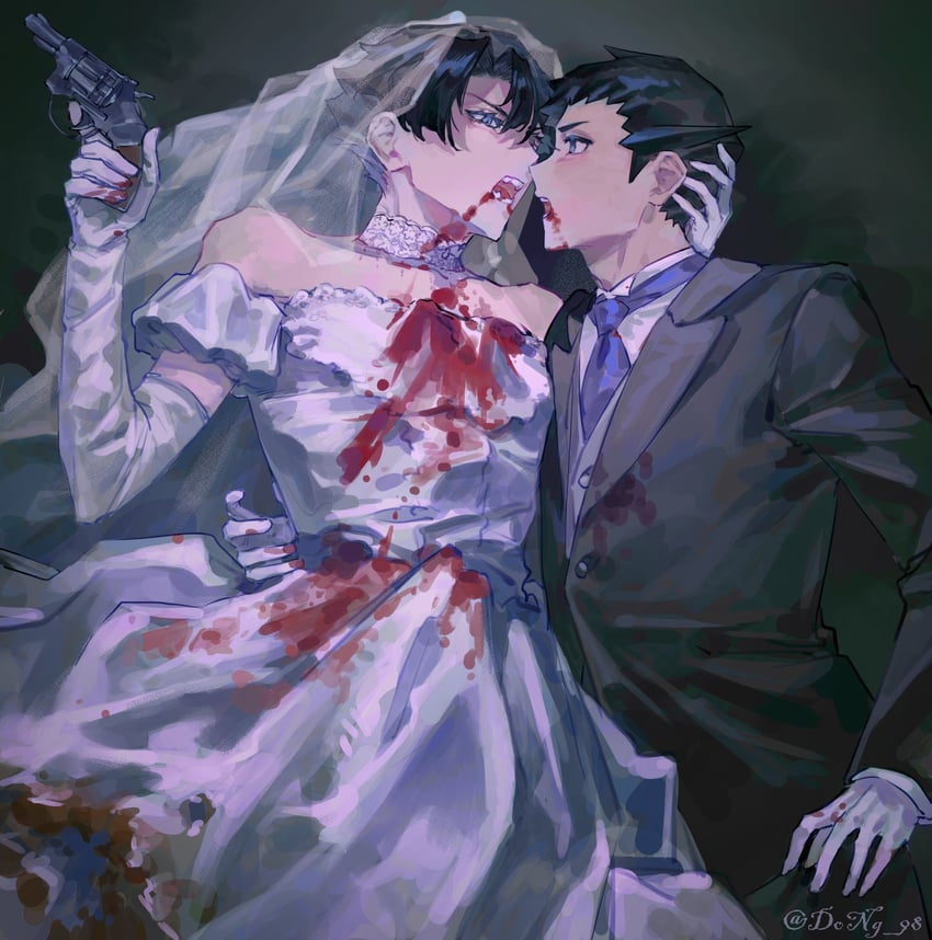 ryunosuke naruhodo and kazuma asogi (ace attorney and 1 more) drawn by dong_98