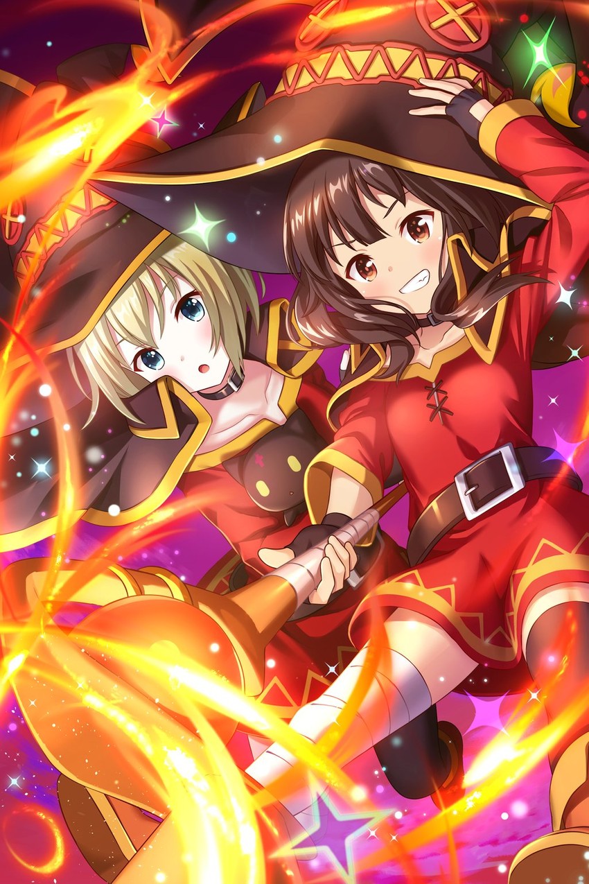 megumin, chomusuke, and sylvia richter (kono subarashii sekai ni shukufuku wo! and 1 more)