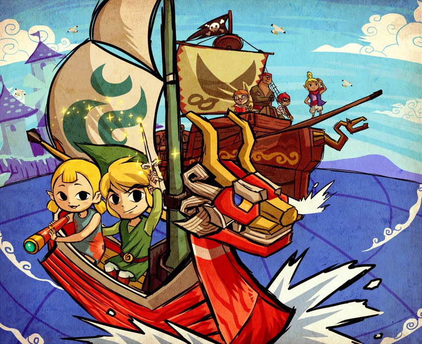 link, toon link, tetra, the king of red lions, aryll, and 3 more (the legend of zelda and 1 more) drawn by hatoko-sama