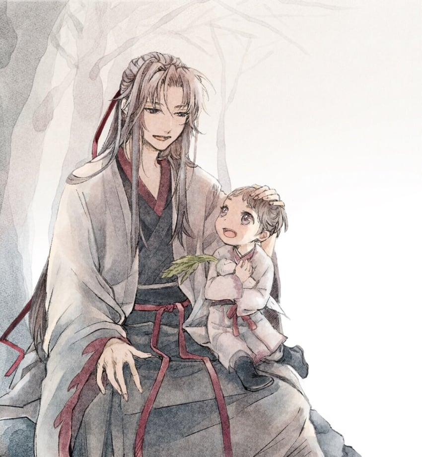 wei wuxian and lan sizhui (modao zushi) drawn by w2biiro