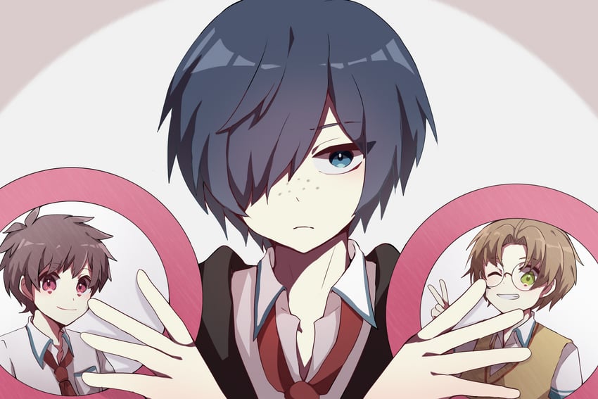jinnai enta, kuji toi, and yasaka kazuki (sarazanmai) drawn by komiya_shuu