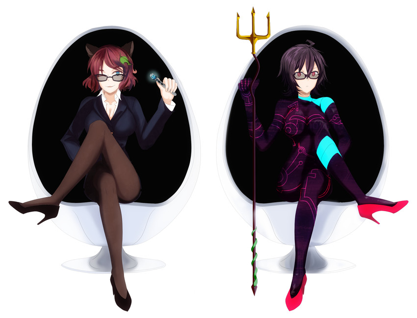 houjuu nue, futatsuiwa mamizou, nia teppelin, antispiral nia, and mib mamizou (touhou and 3 more) drawn by tk31