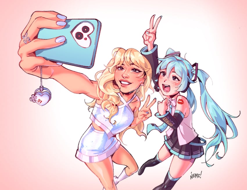 hatsune miku and sabrina carpenter (vocaloid and 2 more) drawn by nemnums