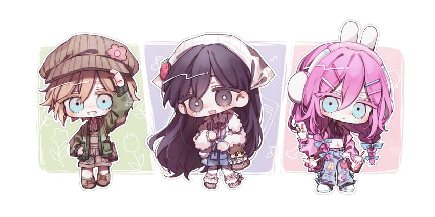 hero, basil, mari, and aubrey (omori) drawn by hanabata0320