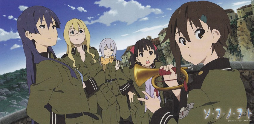 sorami kanata, kannagi noel, suminoya kureha, kazumiya rio, and filicia heideman (sora no woto)