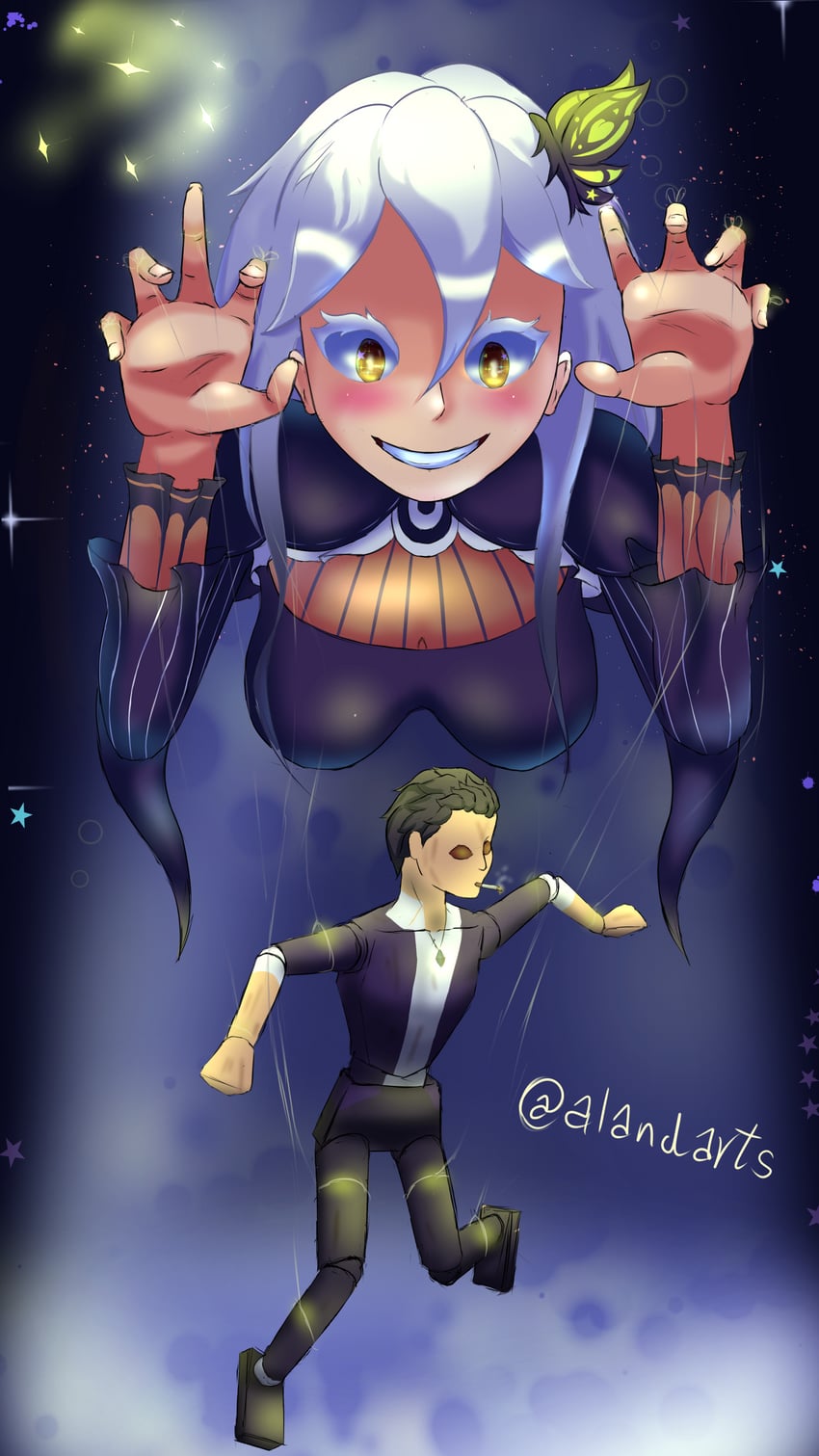 natsuki subaru and echidna (re:zero kara hajimeru isekai seikatsu and 1 more) drawn by aland
