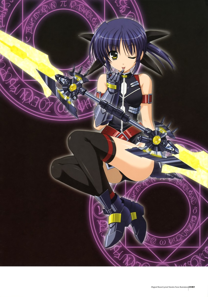 fate testarossa, bardiche, and isis egret (lyrical nanoha and 1 more) drawn by higa_yukari