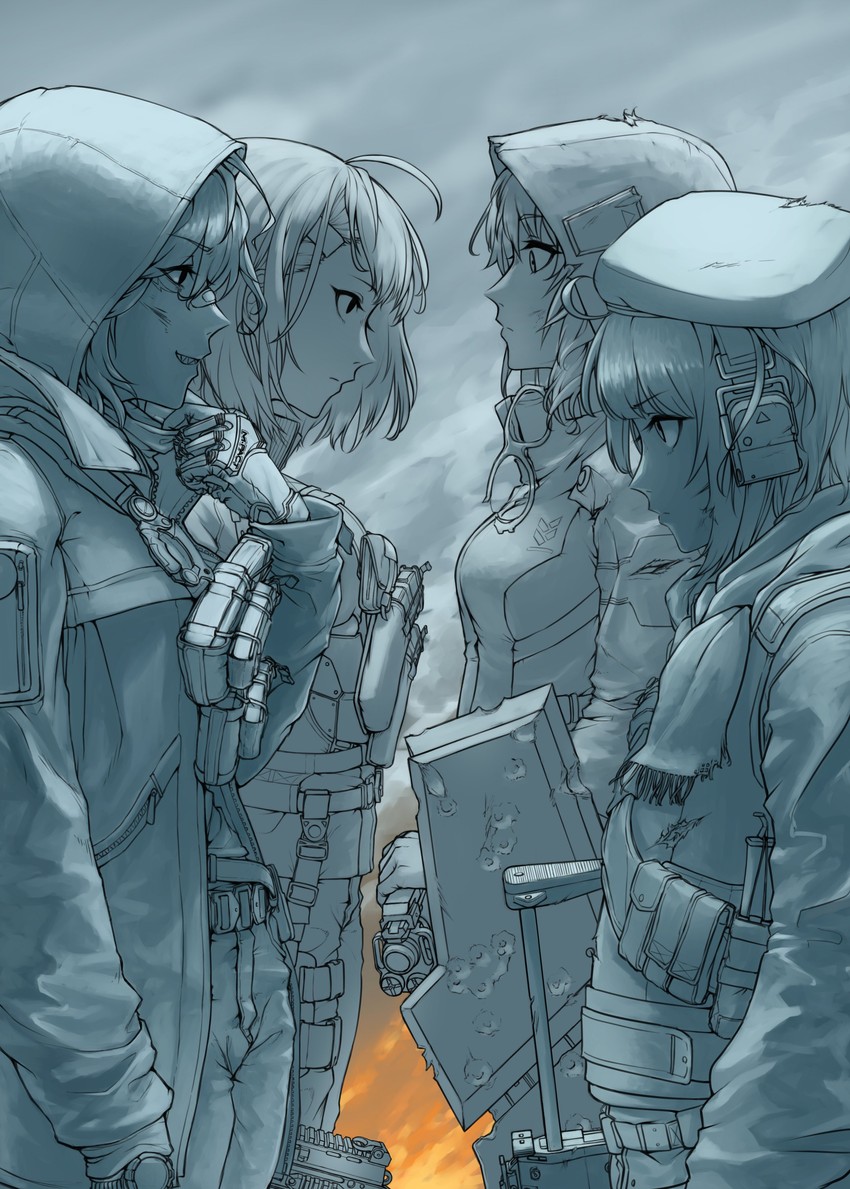 mp7, sl8, ksg, and acr (girls' frontline) drawn by mji_(emucchi)