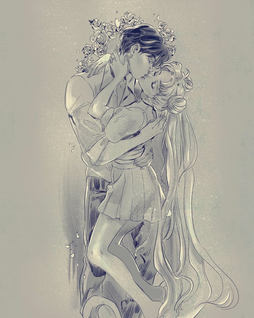 tsukino usagi and chiba mamoru (bishoujo senshi sailor moon) drawn by leslie_hung