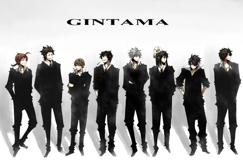 sakata gintoki, okita sougo, hijikata toushirou, takasugi shinsuke, kamui, and 4 more (gintama and 2 more) drawn by pokamilk