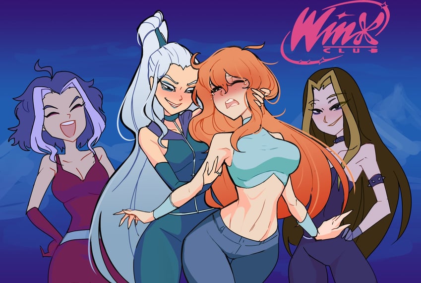 bloom, icy, darcy, and stormy (winx club) drawn by centurii-chan