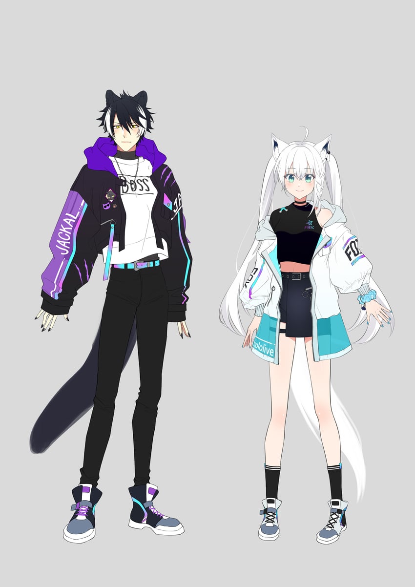shirakami fubuki and kageyama shien (hololive and 1 more) drawn by hanaco_(hanaco_1230)
