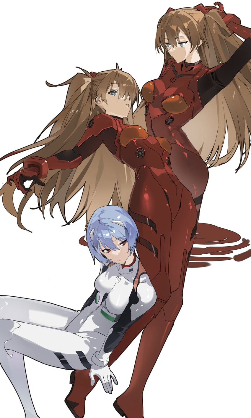 souryuu asuka langley and ayanami rei (neon genesis evangelion) drawn by buri_(retty9349)