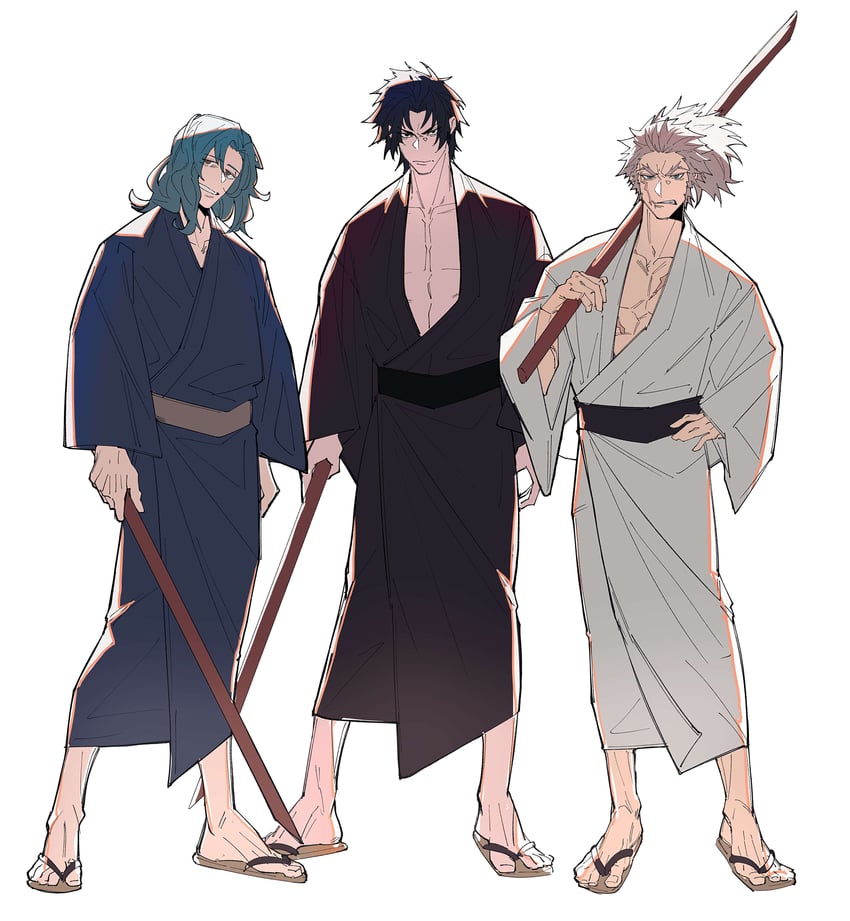 saitou hajime, hijikata toshizou, and nagakura shinpachi (fate and 1 more) drawn by haruakira